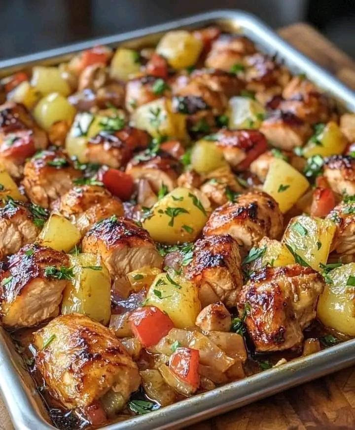 Hawaiian Chicken Sheet Pan Recipe 466924964_2423802727974780_985971242051048642_n