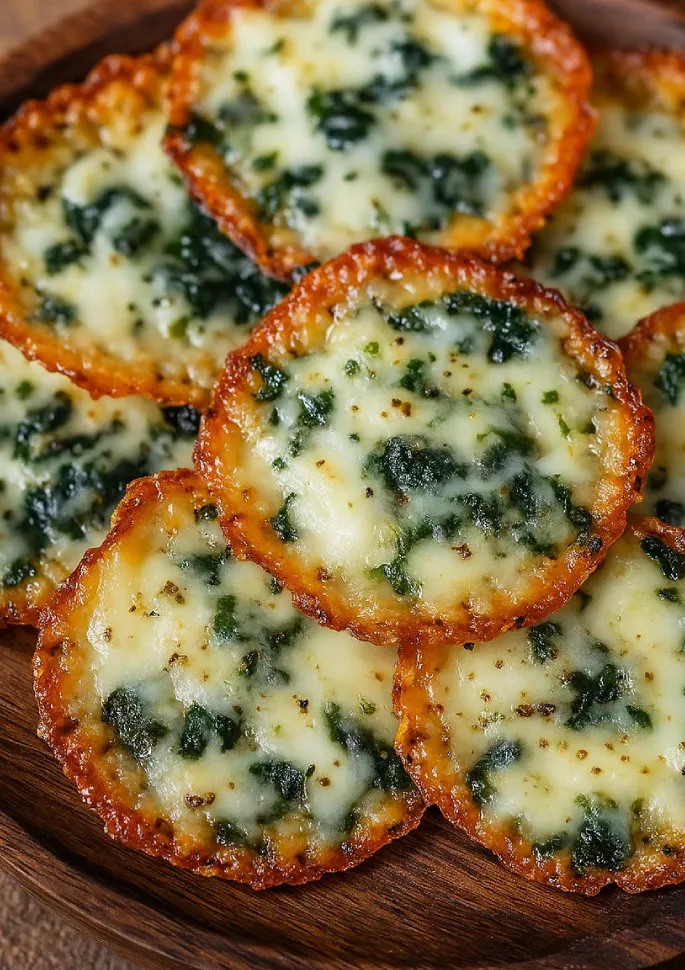 Spinach Dip Cheese Crisps